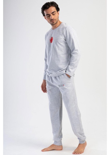 Erkek 2 İplik Uzun Kol Gri Melanj Pijama Takım C1T0N0O304 fiyatları