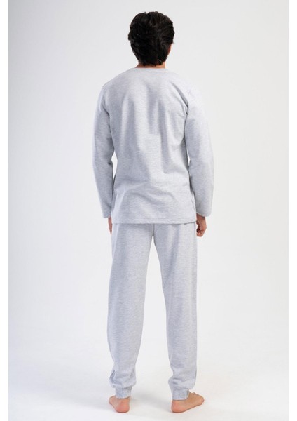 Erkek 2 İplik Uzun Kol Gri Melanj Pijama Takım C1T0N0O304 fırsatları