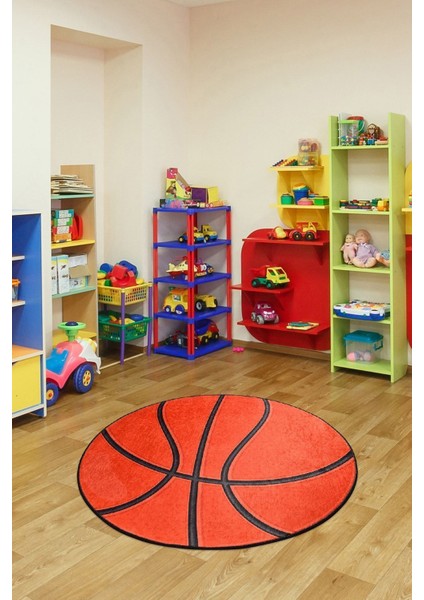 Basketball Çap Çocuk Halıs Djt Çocuk ve Bebek Halısı Yıkanabilir ,Leke Tutmaz 120 x 120