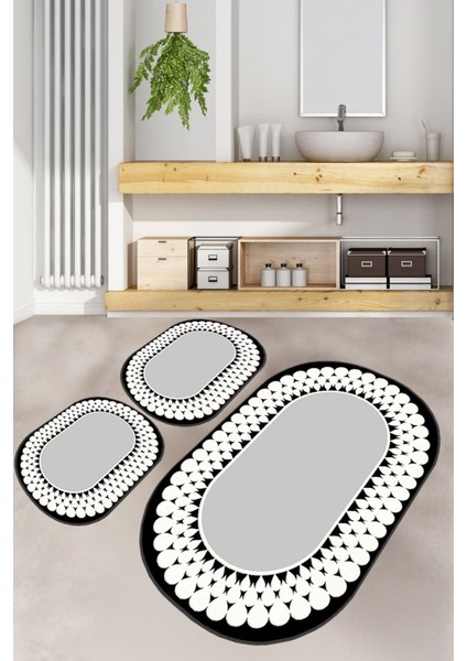 Balloch Djt 3 Lu Set Banyo Halısı Banyo Paspası