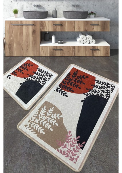 Noe Banyo Halısı Djt 2 Li Set Banyo Halısı Paspas Yıkanabilir Kaymaz