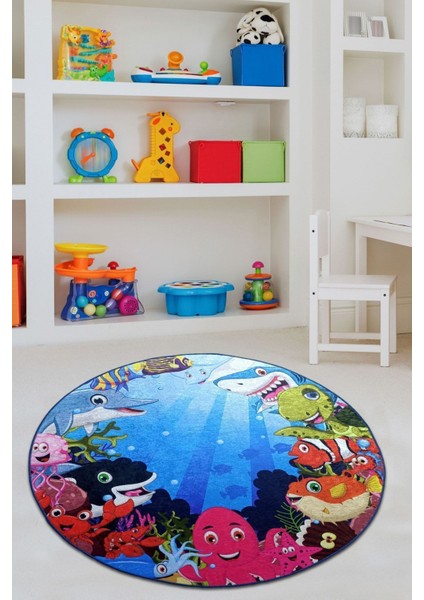 Aquarium Çap Çocuk ve Bebek Halısı Yıkanabilir ,kaymaz Taban Djt 100 x 100