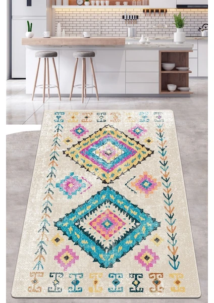 Chilai Home Taula Ekru Mutfak Halısı Djt Makinede Yıkanabilir Kaymaz Tabanlı Mutfak Halısı 120 x 180