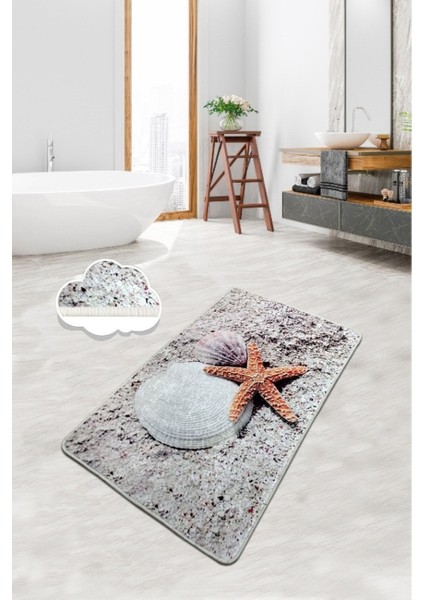 Starfish Banyo Halısı 70 x 120 cm Yıkanabilir Kaymaz Taban Banyo Halısı,Paspası Djt