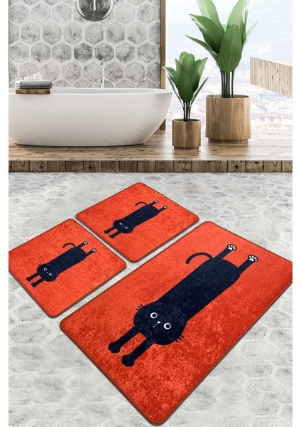 Comfort Banyo Halısı 3'lü Set Banyo Paspası Kaymaz Tabanlı Klozet Takımı Djtbanyo