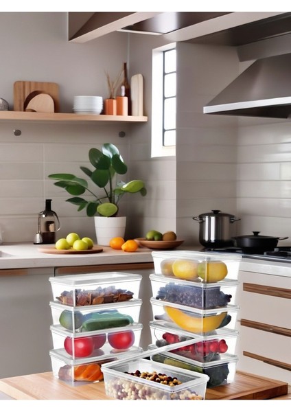 10 Adet Kendinden Kapaklı Derin Dondurucuya Uygun Saklama Kabı 2 Lt