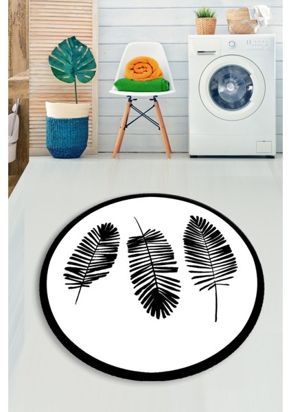 Hoja Siyah Çap 100x100 Cm Banyo Halısı Djt