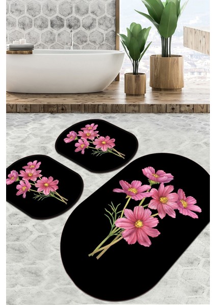 Sitivo Siyah Banyo Halısı Djt 3 Lü Set