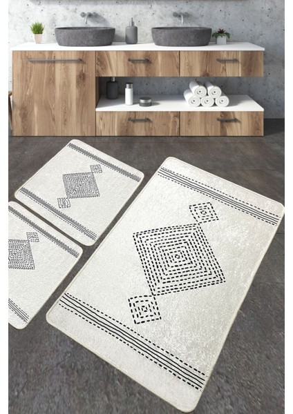 Tatiana Banyo Halısı Djt 3 Lü Set Banyo Halısı Paspas Yıkanabilir Kaymaz