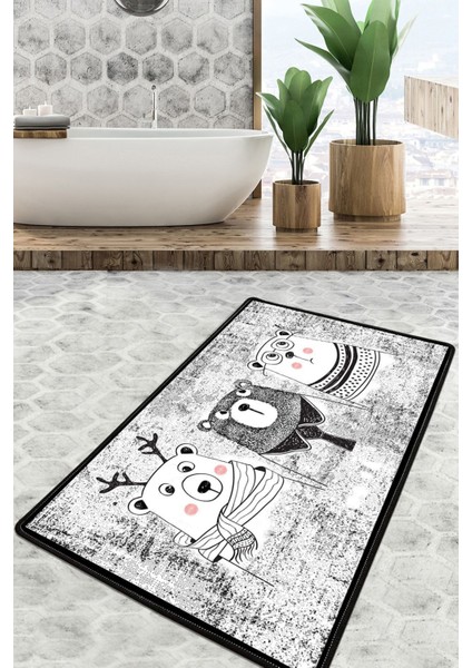 Three Bears Banyo Halısı Djt 70X120 cm Banyo Halısı,banyo Paspası Yıkanabilir Kaymaz Taban Garantili