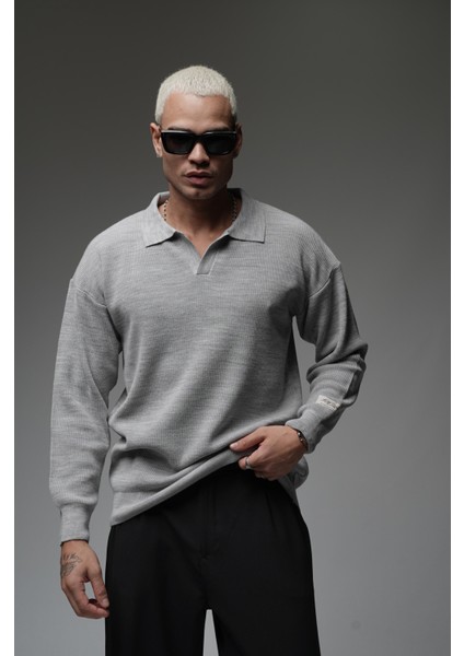 Kingbrich Polo Yaka Oversize Kalıp Erkek Triko Kazak