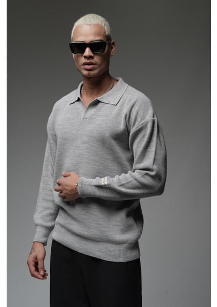 Kingbrich Polo Yaka Oversize Kalıp Erkek Triko Kazak modelleri