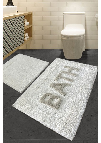 Cotonel Ekru 2 Li Set Cotton Banyo Halısı