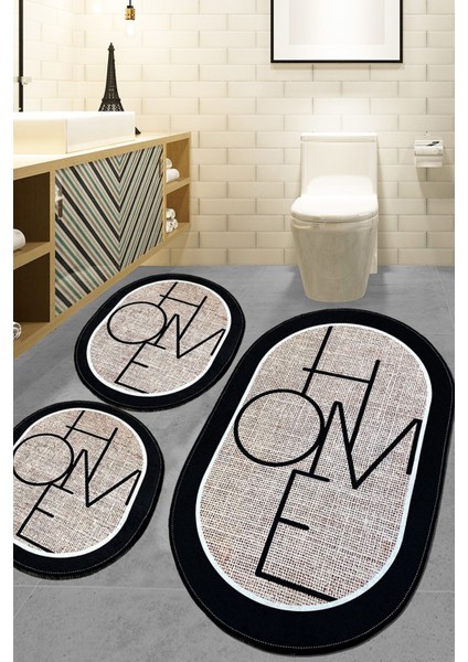 Mohe 3 Lü Set Banyo Halısı