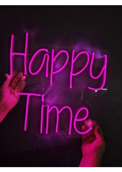 Cizgineon Happy Time Işıklı Neon LED Duvar Dekarasyon