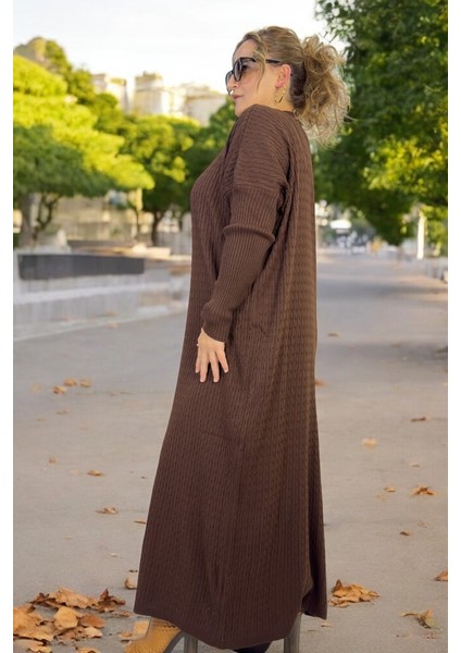 %100 Akrilik Saç Örgü Desenli Düşük Kol Bisiklet Yaka Ekstra Büyük Beden Triko Elbise fiyatları