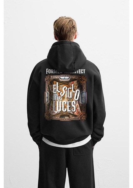 Kapuşonlu Luces Baskılı Oversize Kesim Hoodie