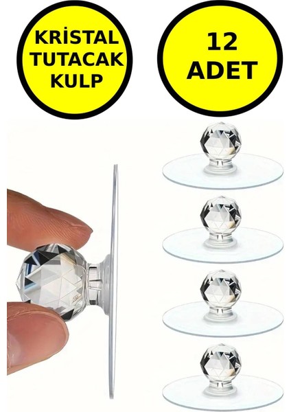 12 Adet Çok Amaçlı Yapışkan Kristal Tutacak Kulp Svrm