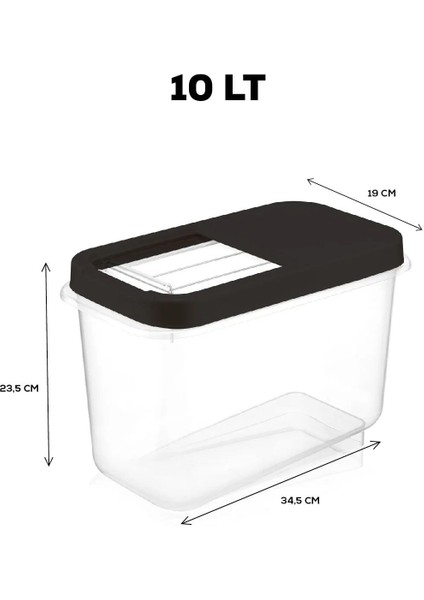 2 Adet 10 Lt Kolay Kayar Kapaklı Multibox Erzak Bakliyat Vs. Saklama Kabı Antrasit