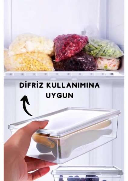 1 Adet Kendinden Kapaklı Derin Dondurucuya Uygun Saklama Kabı 2 Lt