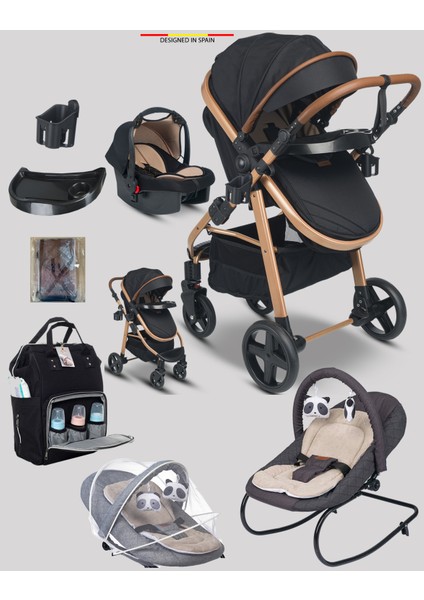 9 In 1 Yeni Doğan Full Set 950 Travel Sistem Bebek Arabası 330 Sallanır Ana Kucağı