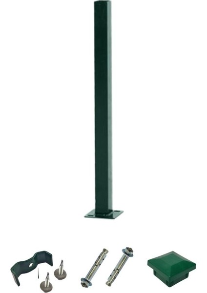Panel Çit Direği Aksesuarlı 125CM Yeşil Renk
