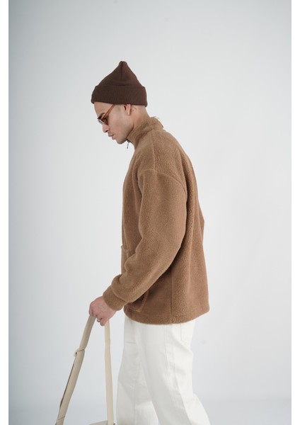 Yarım Fermuarlı Kanguru Cepli Unisex Oversize Kalıp Peluş indirimleri