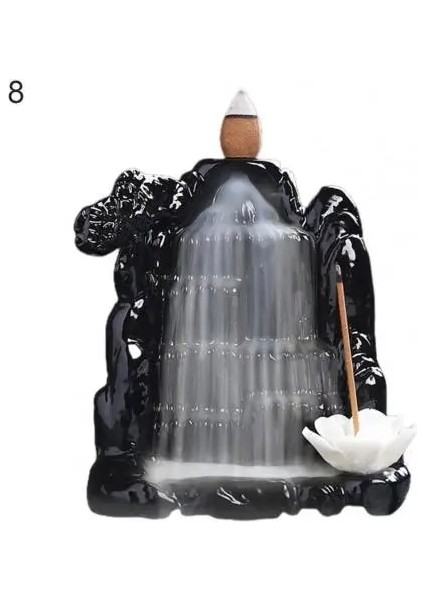 No.8 Stili Sıcak Geri Akış Tütsü Brülör Şelale Seramik Duman (Yurt Dışından)