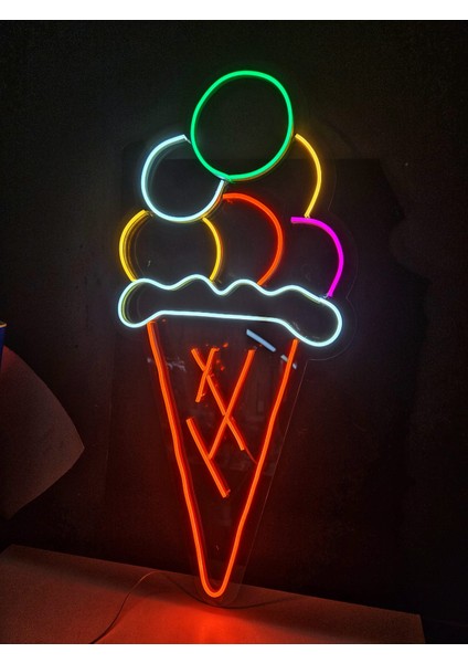 Cizgineon Dondurma Işıklı Neon LED Duvar Dekarasyon