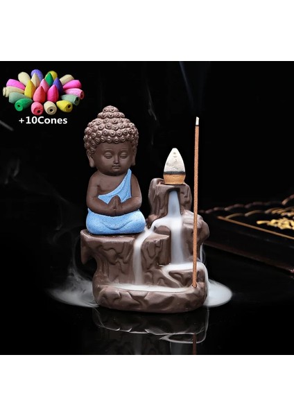 100 Adet Karışım Tütsü Tarzı 10Cones İle Küçük Keşiş Buhurdan Yaratıcı Ev Dekorasyonu Küçük Buda Tütsü Tutucu Geri Akış Tütsü Brülör Evde Çayevinde Kullanım (Yurt Dışından)