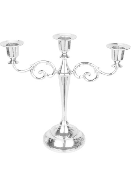 Gümüş 3 Kafa Stili Antik Retro-Kol Mumluk Metal Şamdanlar Romantik Akşam Yemeği Mumluklar Masa Dekor Düğün Ev Dekorasyonu (Yurt Dışından)