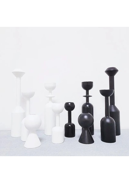 28Cm Siyah Stil Siyah Beyaz Ahşap Mumluk Güzel 10Cm.5Cmcmcmcm Çok Popüler Şamdan Dekoru (Yurt Dışından) fırsatları