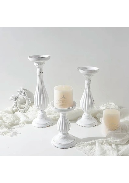 02 Gri Stil M Beden El Yapımı Beyaz Ahşap Yaratıcı Şamdan Tepsi Mumluk Masa Masaüstü Dekorasyon Rustik Düğün Tatil Dekor (Yurt Dışından) modelleri