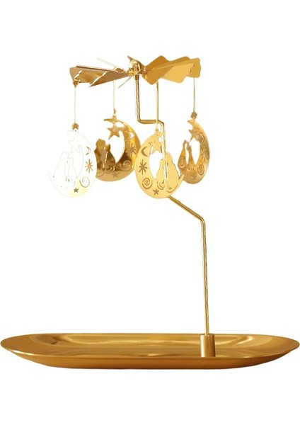 Ay Kedisi Stili Döner Şamdan Noel Atlıkarınca G Çay Işık Mumluk Ay Ev Düğün Noel Noel Dekor Süsleme (Yurt Dışından)