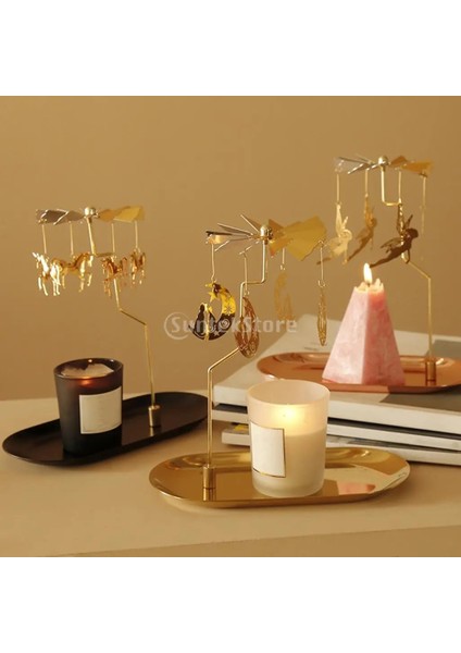 Ay Kedisi Stili Döner Şamdan Noel Atlıkarınca G Çay Işık Mumluk Ay Ev Düğün Noel Noel Dekor Süsleme (Yurt Dışından) modelleri