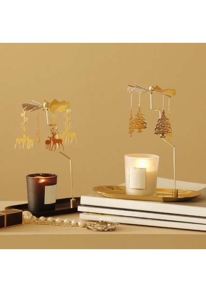 Ay Kedisi Stili Döner Şamdan Noel Atlıkarınca G Çay Işık Mumluk Ay Ev Düğün Noel Noel Dekor Süsleme (Yurt Dışından) fırsatları