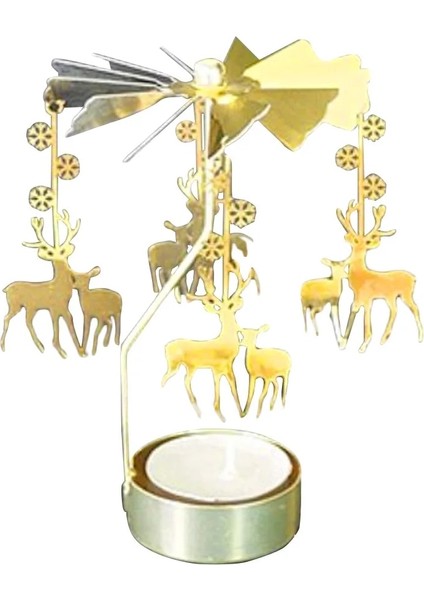 No.8 Stili Gümüş Altın Şamdanlar Dönen Romantik Rotatiog Atlıkarınca Çay Işık Mumluk Akşam Yemeği Düğün Bar Partisi (Yurt Dışından)