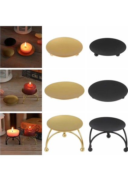 4 Stili Yazın Ev Dekorasyon Düğün Süsleme Siyah Altın Mumluk Ferforje El Sanatları Şamdan Yuvarlak Plaka Şamdan (Yurt Dışından) fiyatları