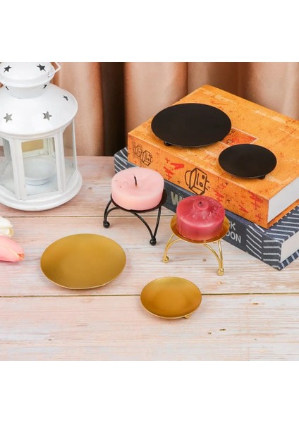 4 Stili Yazın Ev Dekorasyon Düğün Süsleme Siyah Altın Mumluk Ferforje El Sanatları Şamdan Yuvarlak Plaka Şamdan (Yurt Dışından) modelleri