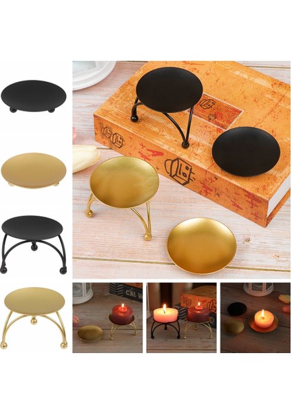 4 Stili Yazın Ev Dekorasyon Düğün Süsleme Siyah Altın Mumluk Ferforje El Sanatları Şamdan Yuvarlak Plaka Şamdan (Yurt Dışından) fırsatları