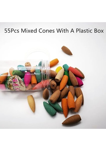 55Pcs Incense Cones Style Yeterli Stok Ücretsiz Tütsü Konileri Geri Akış Tütsü Brülör Seramik Aromaterapi Fırını Kokusu Aromatik Tütsü Yolu (Yurt Dışından)