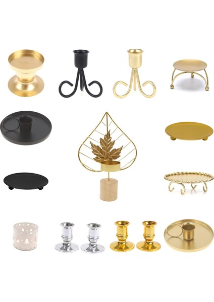 Gümüş Tarzı Demir Siyah Altın Kaplama Mumluklar Ayağı Metal Plaka Düğün Parti Festivali Için Portavelas Şamdan Sanat Ev Dekor (Yurt Dışından) fiyatları