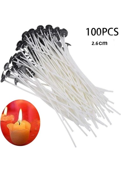 100 Adet 2.6Cm Tarzı Et Mum Fitilleri Dumansız Balmumu Saf Pamuk Çekirdek Cm Dıy Mum Yapımı Parti Malzemeleri Için Önceden Mumlu Fitiller (Yurt Dışından)