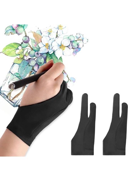 Siyah Stil M Boyutu Sanatçı Eldivenleri Avuç Reddetme Iki Parmak Eldiven Çizim Kalem Ekran Kağıt Sanat Boyama Taslak Ipad Gra Tablet Için (Yurt Dışından) indirimleri
