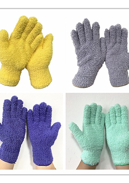 Koyu Mavi Tarzı Mikrofiber Mercan Polar Eldiven Araba Bakım Eldiveni Düz Renk Beş Parmak Toz Alma Ev Işleri Emici Eldiven (Yurt Dışından) modelleri
