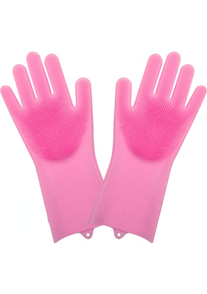 Pembe ve Kanca Tarzı Eldiven ve Kancalar 1 Çift Çok Fonksiyonlu Kauçuk Eldiven Silikon Fırçailetemizlik Bulaşıklar Temizlik Banyo Ev Temizlik Aksesuarları (Yurt Dışından)