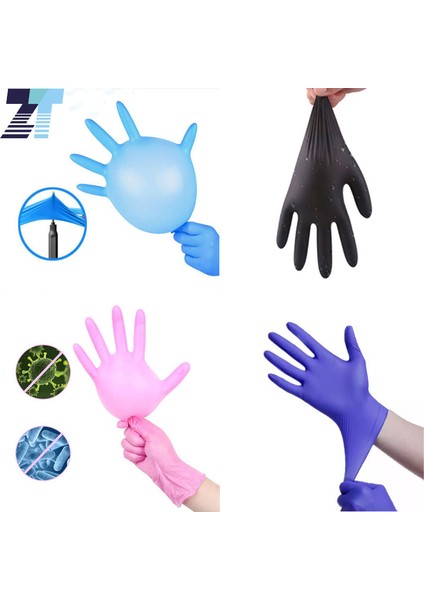 Pembe 100 Pcs Tarzı Xs Boyutu Mavi Siyah Pembe Mor Ev 9'' Nitil Pvc Karışık Tek Kullanımlık Eldiven Mutfak Salon Spa Pet Bakım Güvenlik Iş Eldivenleri (Yurt Dışından) modelleri