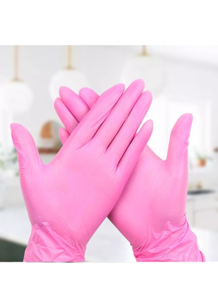 Pembe Tarzı Xl Boyutu Tek Kullanımlık Lateks Eldiven Ev Laboratuvar Nitril Kauçuk Eldiveni Küçük Orta Çalışma Su Geçirmez Mutfak Kadın Eldivenleri (Yurt Dışından) modelleri