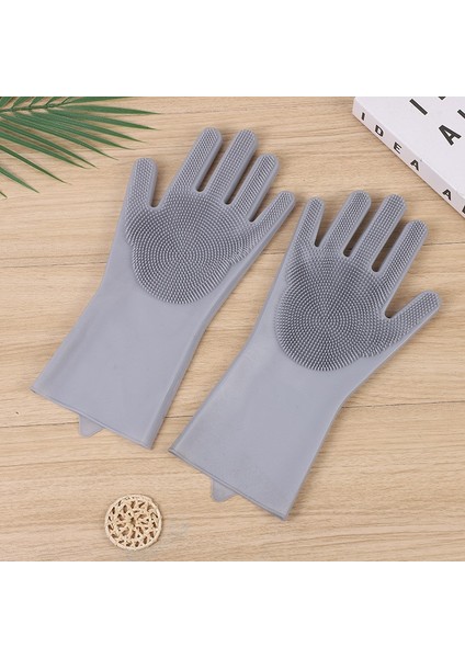 Gri Tarzı 1 Çift Bulaşık Yıkama Temizlik Eldiveni Silikon Kauçuk Sünger Eldiveni Ev Temizleyici Mutfak Temiz Aracı Mutfak Temizlik Aksesuarları (Yurt Dışından)