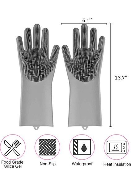 Gri Tarzı 1 Çift Bulaşık Yıkama Temizlik Eldiveni Silikon Kauçuk Sünger Eldiveni Ev Temizleyici Mutfak Temiz Aracı Mutfak Temizlik Aksesuarları (Yurt Dışından) modelleri